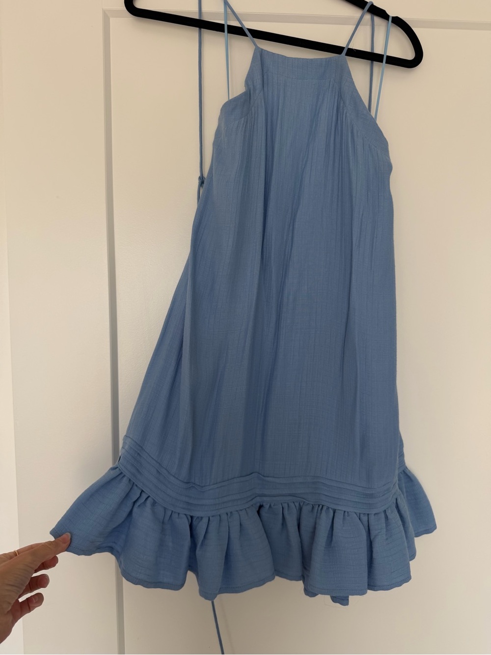 The Fifth Label Dusty Blue Ruffle-Hem Mini Dress